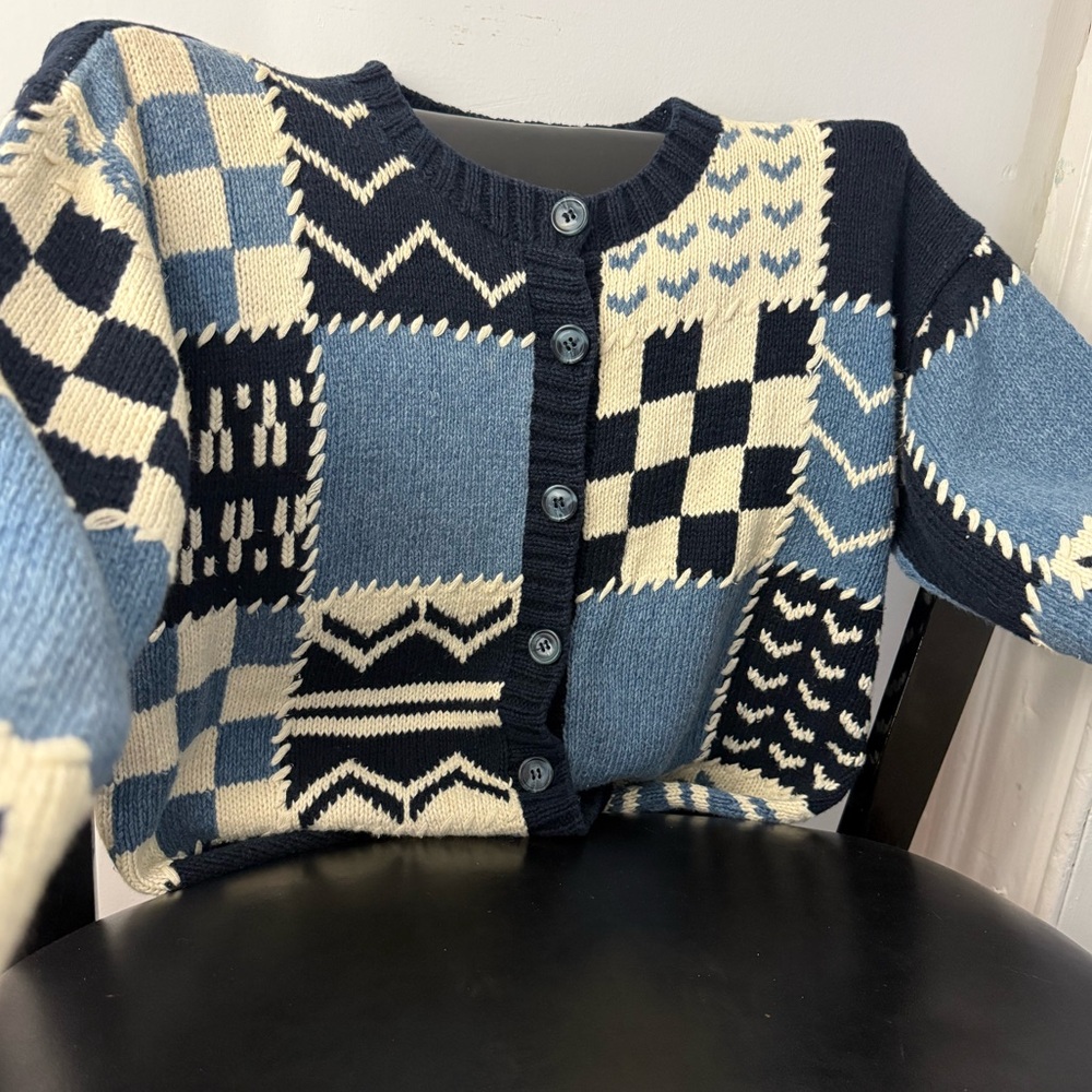 Marsh Landing Navy and Cream Knit Cardigan - Picture 5 of 13
